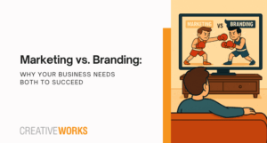 someone watching a marketing vs branding fight on tv
