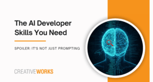 An image of a brain with code to illustrate AI Developer Skills